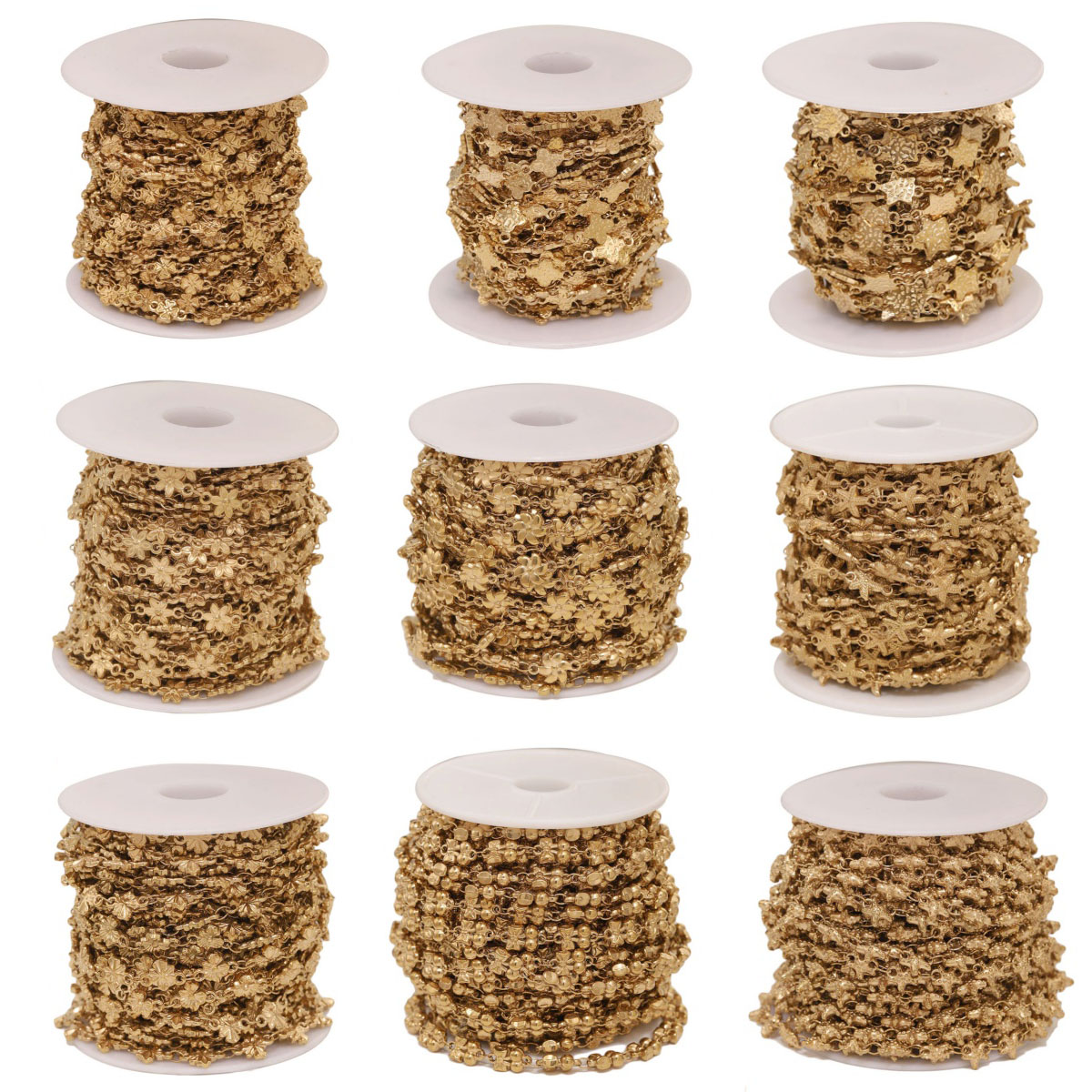 Body Jewelry Bulk - โซ่สแตนเลสสตีลรูปดาวดอกไม้ 1 เมตร สำหรับทำสร้อยคอ สร้อยข้อมือ สร้อยติดตัว