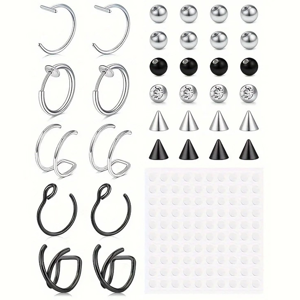 Body Jewelry Eyebrow - เครื่องประดับเจาะปลอม แหวนเจาะปากปลอม แหวนเจาะจมูกปลอม ห่วงเจาะปลอม แหวนเจาะลายกัดงูปลอม แหวนเจาะคิ้วปลอม