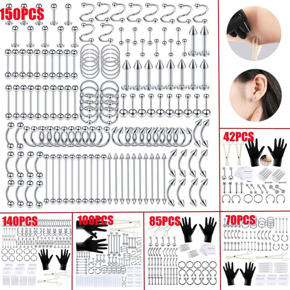 Body Jewelry Eyebrow - ชุดอุปกรณ์เจาะร่างกาย 150/140/85/70/42 ชิ้น ชุดเครื่องประดับสำหรับเจาะสะดือ ลิ้น คิ้ว