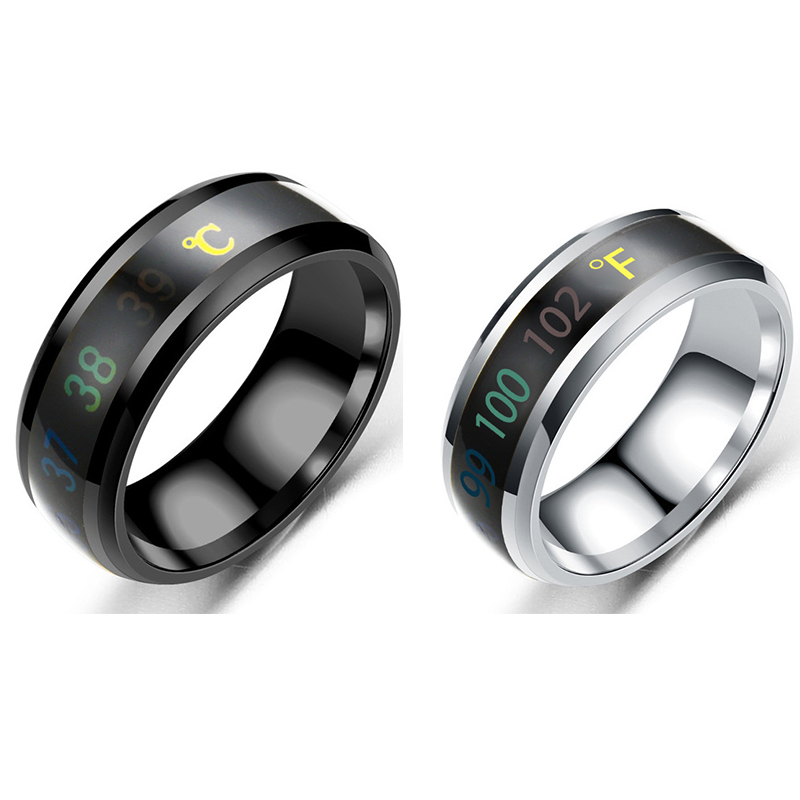 Body Jewelry Measurements - Smart Sensor อุณหภูมิร่างกายวัดงานแต่งงานแหวนคู่สแตนเลสกันน้ําฟังก์ชั่นแหวนเครื่องประดับของขวัญ Anillo