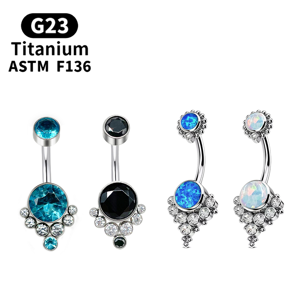 Belly Bar Titanium - G23 ไทเทเนียมเจาะไทเทเนียมเกรด Implante Zirconia เจาะ Navel