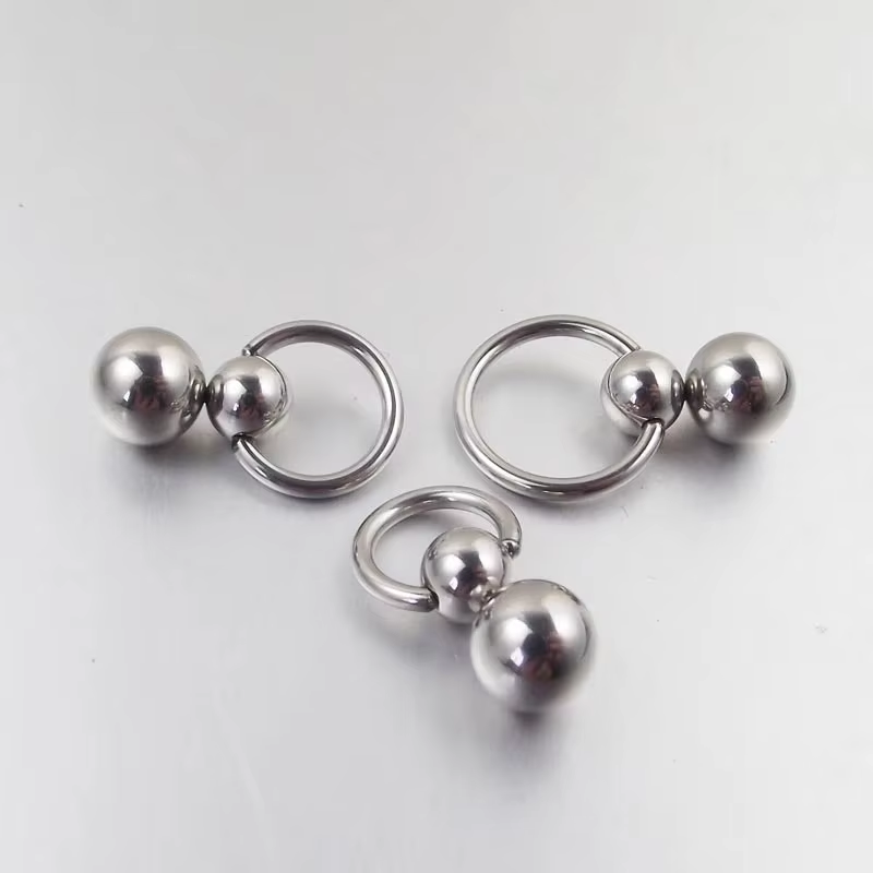 Nipple Bar Curved - 1 ชิ้นสแตนเลสสตีล Double Ball Gourd แหวนคิ้วโค้ง