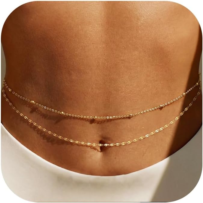 Body Jewelry In Bulk - โซ่คาดเอวชุบทอง 14K สำหรับผู้หญิง แบบหลายชั้น ประดับลูกปัดทอง สายคาดเอวแบบโซ่