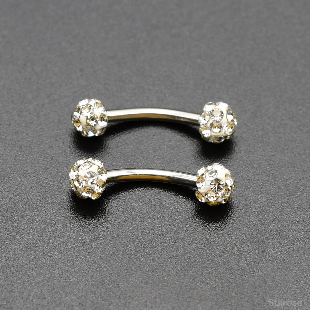 2ชิ้นลูกบอลคริสตัล4มม. แท่งเจา - Nipple Bar Curved บทวิจารณ์และราคา