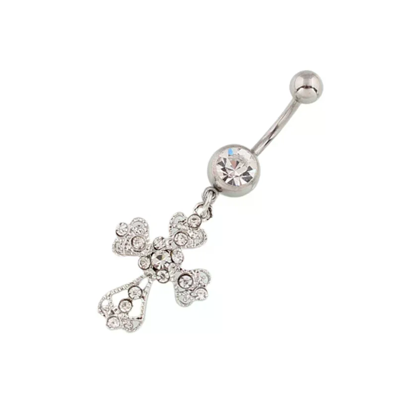 จี้กางเขนสแตนเลส ต่างหูเจาะสะด - Belly Bar Titanium บทวิจารณ์และราคา