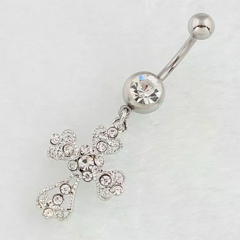 จี้กางเขนสแตนเลส ต่างหูเจาะสะด - Belly Bar Titanium บทวิจารณ์และราคา