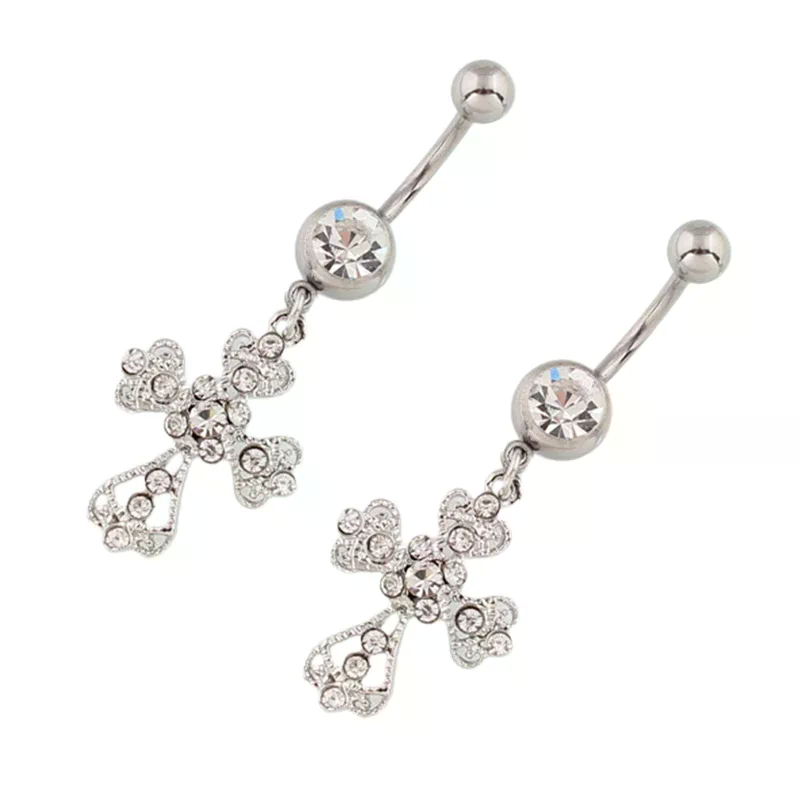 จี้กางเขนสแตนเลส ต่างหูเจาะสะด - Belly Bar Titanium บทวิจารณ์และราคา