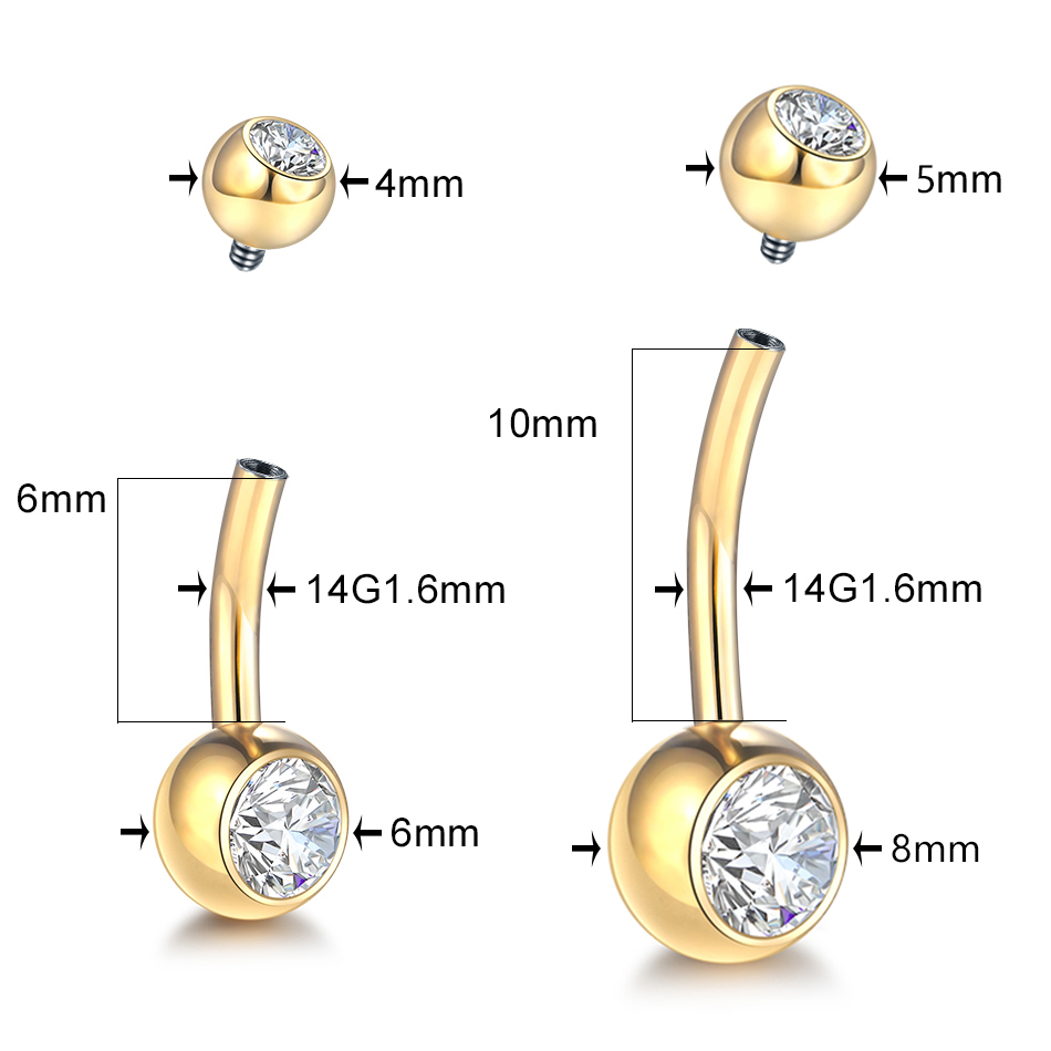 1PC G23 ไทเทเนียม 14G Gold สี  - Belly Bar Titanium บทวิจารณ์และราคา