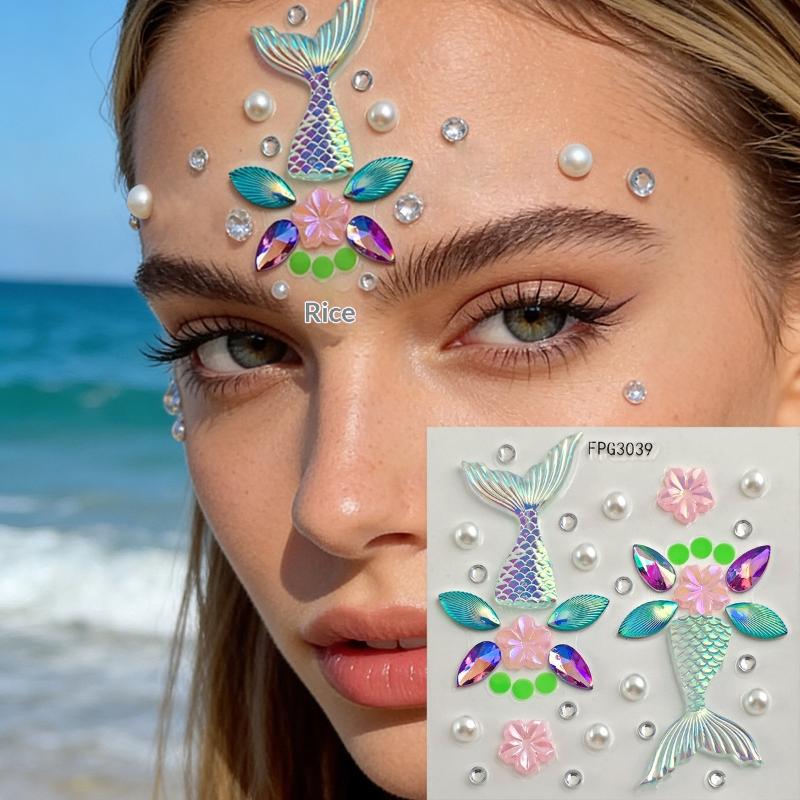 สติ๊กเกอร์ติดหน้าแบบมีประกายสี - Body Jewelry Eyebrow บทวิจารณ์และราคา