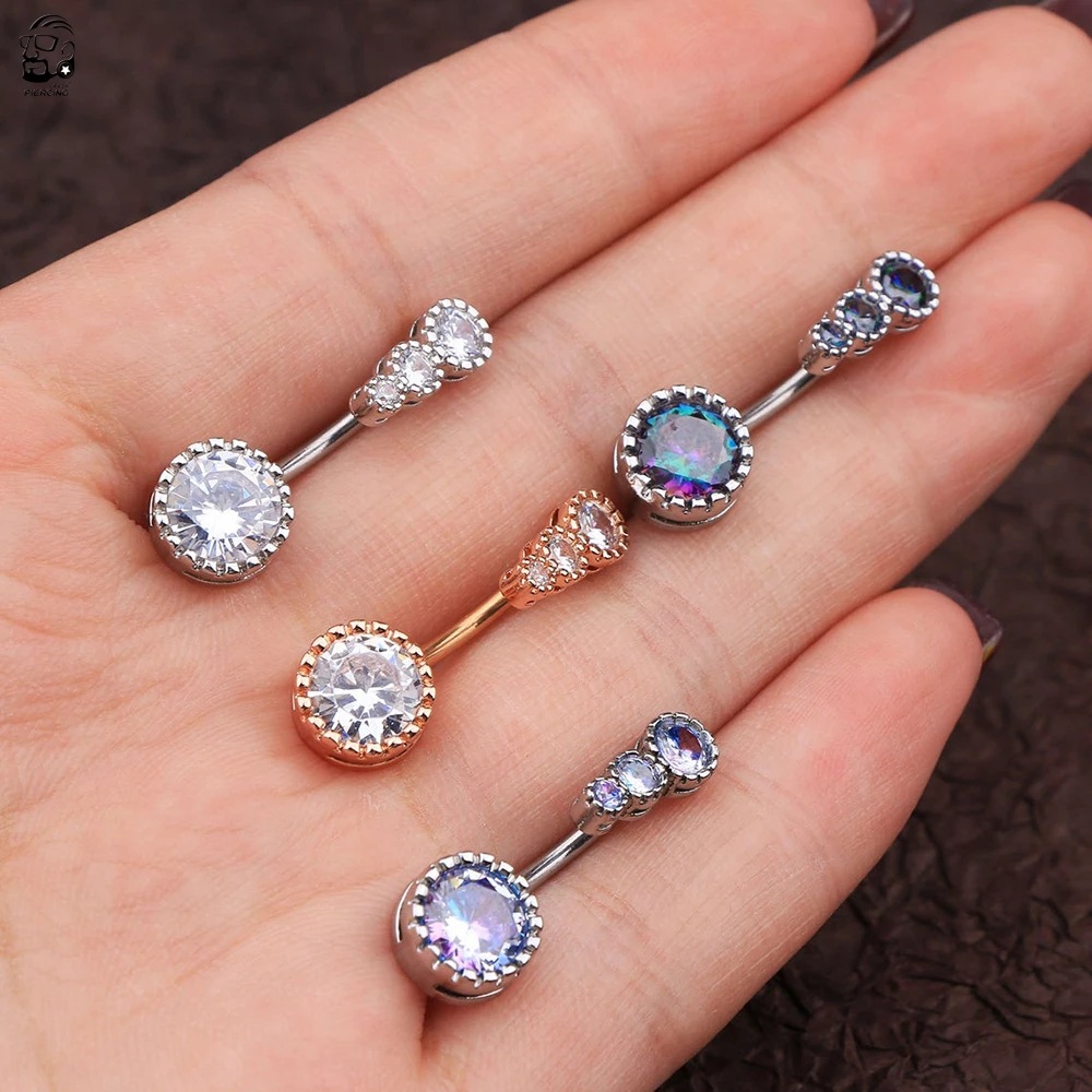 1PCS ผ่าตัดเหล็กคริสตัล Ab Bel - Belly Bar Titanium บทวิจารณ์และราคา