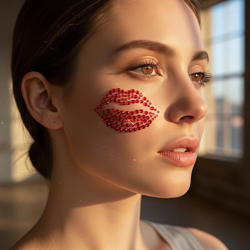 สติกเกอร์ริมฝีปากสีแดงแบบสมจริ - Body Jewelry Eyebrow บทวิจารณ์และราคา