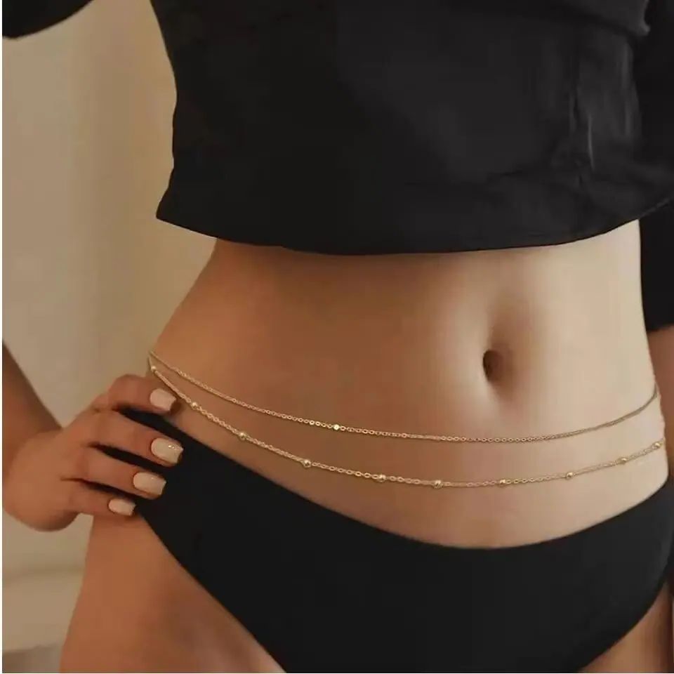 HipHop คู่ชั้น Belly Chains สํ - Body Jewelry Bulk บทวิจารณ์และราคา