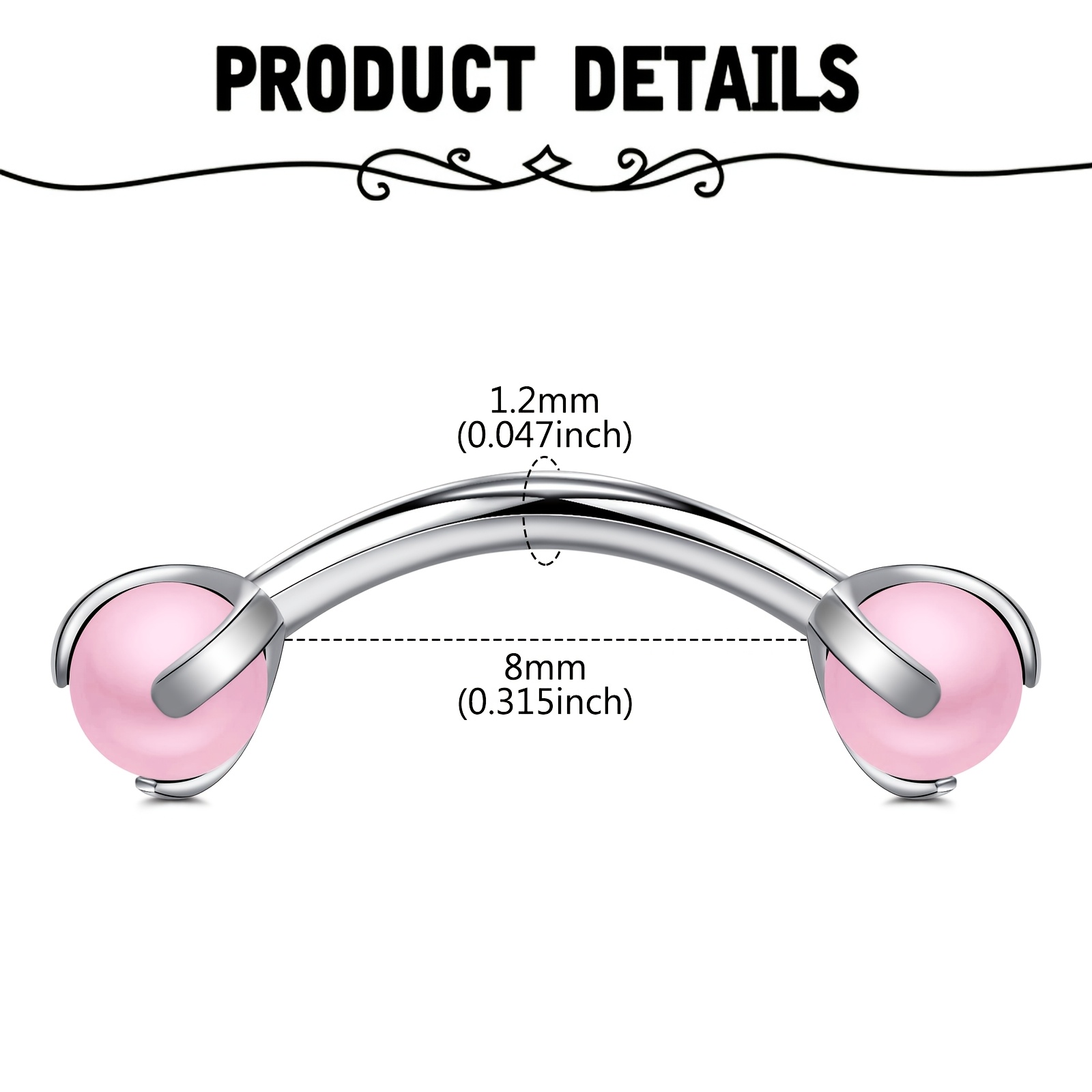 บาร์เบลแบบโค้งประดับมุกเทียมสำ - Body Jewelry Measurements บทวิจารณ์และราคา